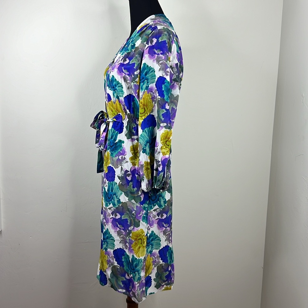 TUCKER Floral Silk Dress XS - Picture 6 of 9
